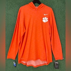 NEW Nike Clemson Tigers Dri-Fit Hooded Long Sleeve Pullover T-Shirt Men’s XL